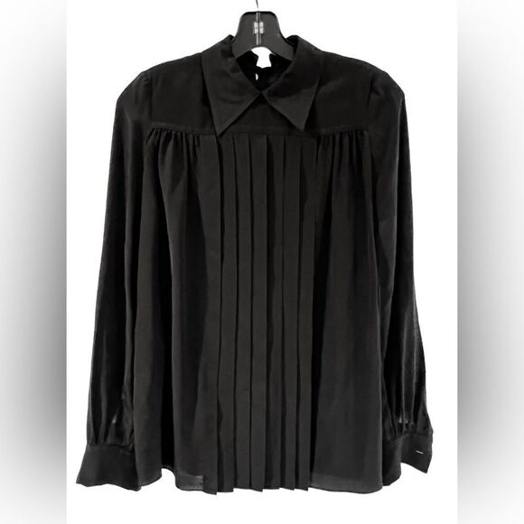 miu miu blouse pleated front collar, button down back, Sz 38, New - Picture 1 of 3